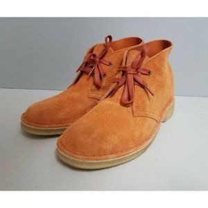Clarks Charles F. Stead Desert Boot Ginger Orange Suede Womens 10 41.5